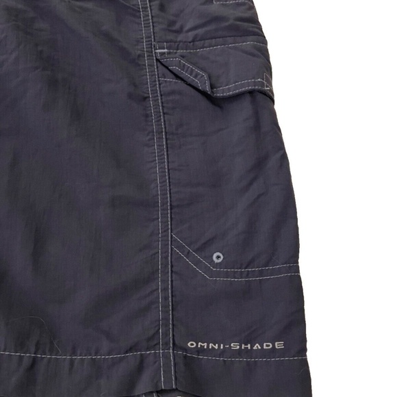Columbia SWIM TRUNKS Bathing Suit Men's Size S Navy Blue Packable Belted Shorts - Picture 5 of 7
